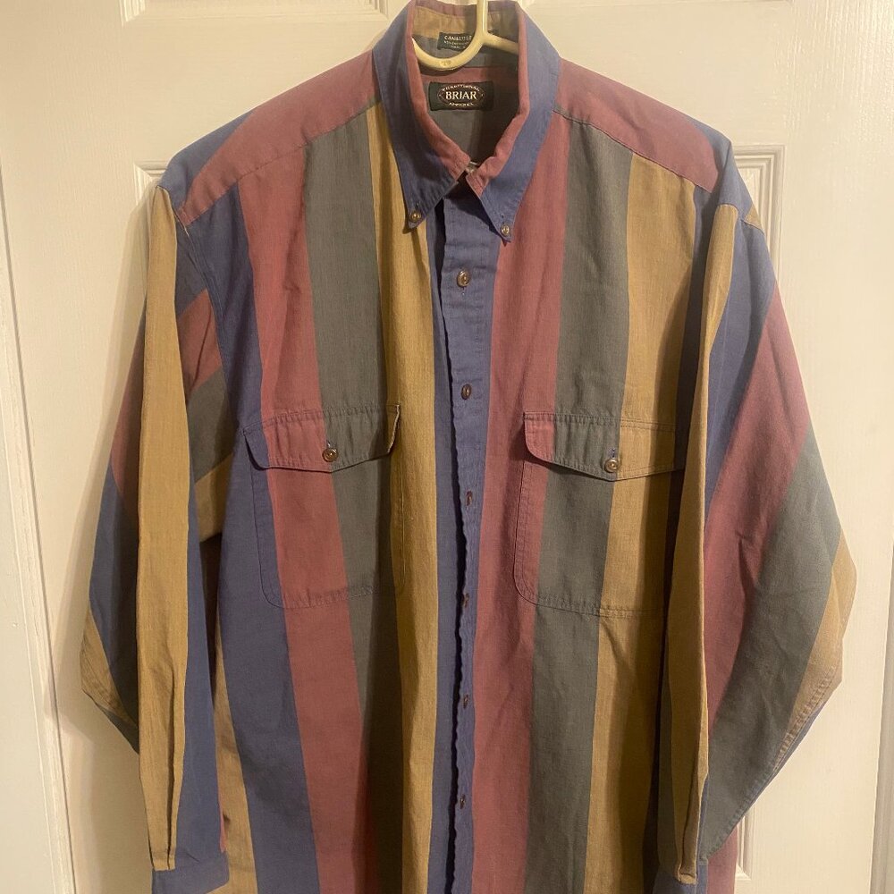 Vintage Traditional Briar Apparel vertical striped button down shirt M
